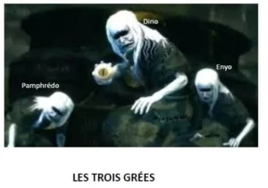 Illustration de la légende : Persée chez les grées